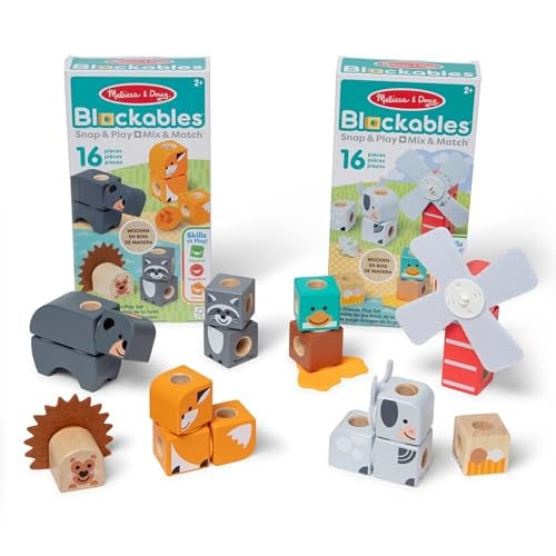 Melissa & Doug Blockables Farm & Woodland 2-Pack Bundle Connectable Wooden Building Blocks Deal