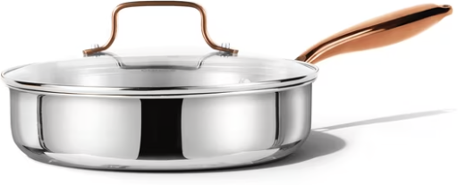 Carote 10'' Tri-Ply Stainless Steel Saute Deep-Frying Pan with Lid