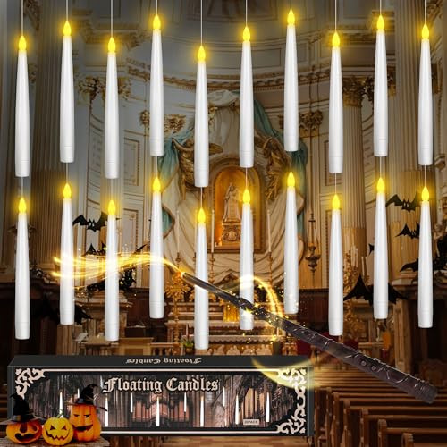 Halloween Decor Floating Candles With Wand 20pcs