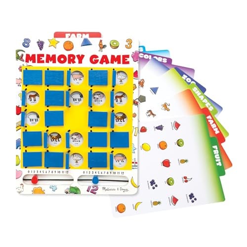 Melissa & Doug Flip-to-Win Portable Wooden Travel Game Board with 25 Flaps & 7 Double-Sided Memory Game Cards Deal