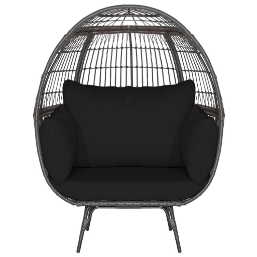Costway Oversized Indoor/Outdoor Rattan Egg Chair w/ Wide Seat & 450lb Capacity (Black)