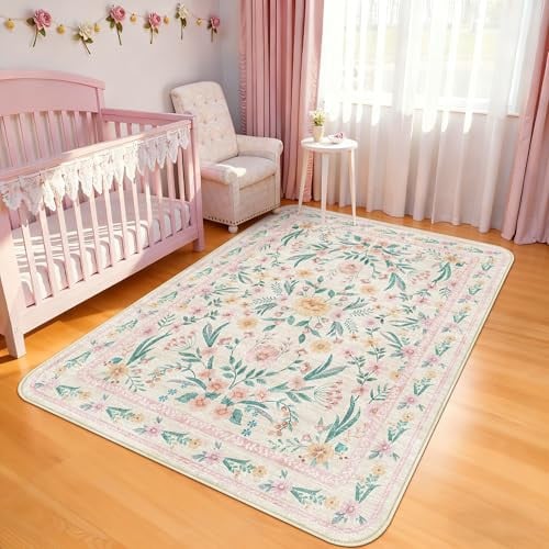 Washable Floral Area Rugs