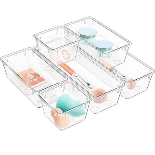 6 Pack Clear Drawer Organizer Set