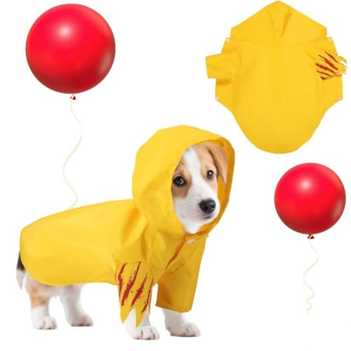Halloween Pet Bloodstain Hood Raincoat with Red Balloon