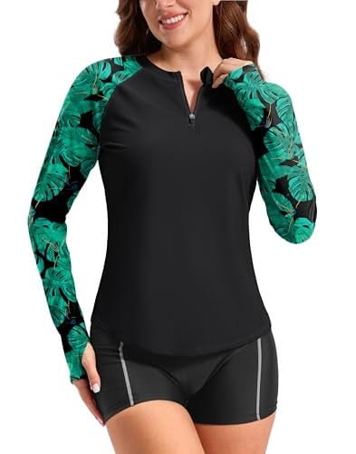 Viodia Women's UPF 50+ Long Sleeve Zip-Neck Rash Guard Swim Shirt Deal