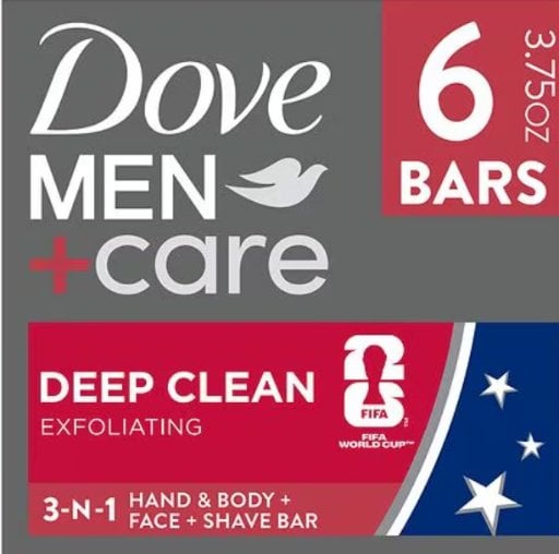 Dove Men+Care Limited Edition FIFA Body and Face Bar Deep Clean 3.75 oz 6-Pack x 2