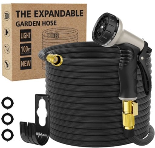 100ft Flexible Garden Hose with Nozzle