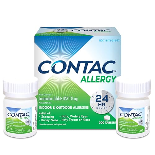 Contac Allergy Relief Tablets, Loratadine 10 mg Antihistamine 300-Count