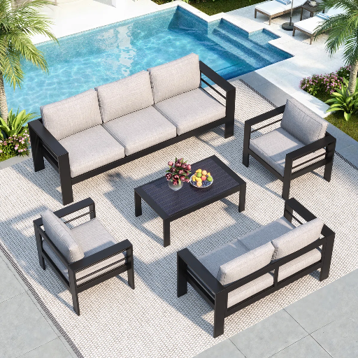 Green4Ever Brandtley Metal 7-Person Sofa Seating Group with Cushions Deal