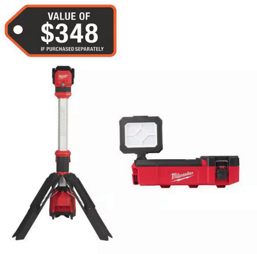 Milwaukee M12 ROCKET LED Stand Work Light and PACKOUT Flood Light 1400 Lumen Deal