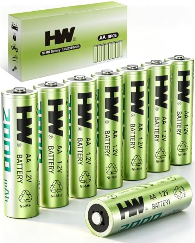 HW AA NiMH Rechargeable Batteries 2000mAh 8-Pack Deal