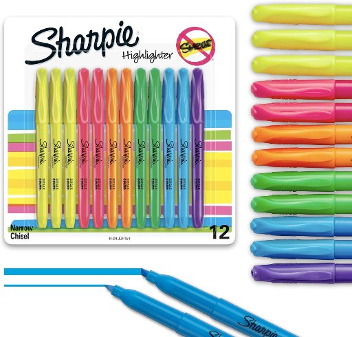 Sharpie Pocket Style Chisel Tip Highlighters 12-Count
