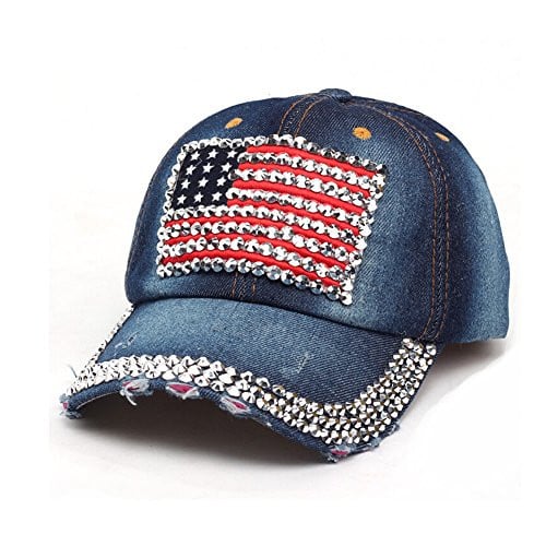 American Flag Bling Baseball Cap