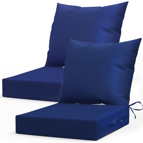 L'AGRATY Outdoor Chair 24" x 24" Deep Seat Cushions w/ Backrest 2-Pack