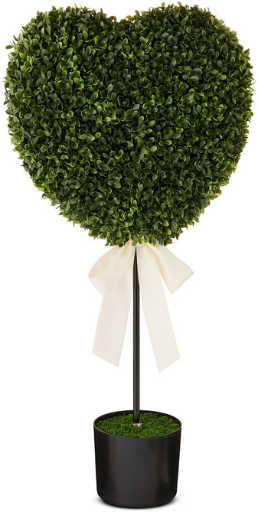 Boxwood Heart with Bow Topiary 32"