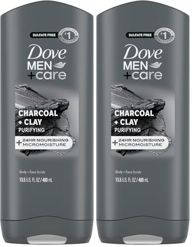 DOVE MEN + CARE Purifying Charcoal + Clay Body and Face Wash 2-Pack