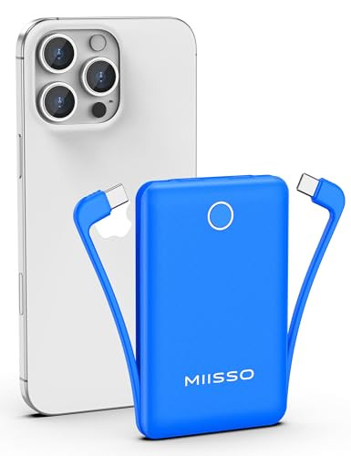 Miisso Power Bank 10000mAh Slim Portable Charger w/ Built in Cable