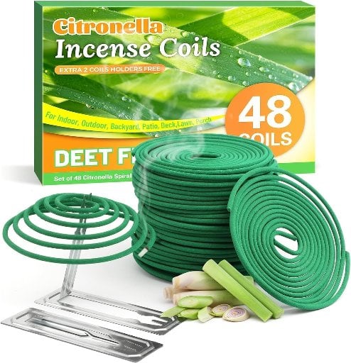48 PCS Citronella Incense Coils with Coil Holder