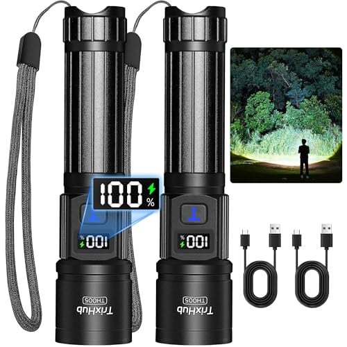 Rechargeable LED Flashlights w/ LCD Display & 5 Modes (2-Pack)