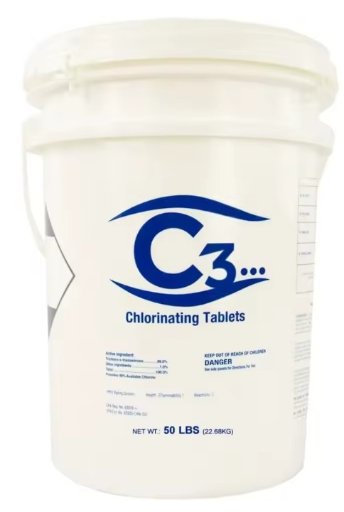50 lbs. 3" Stabilized Chlorine Tablets for Swimming Pools