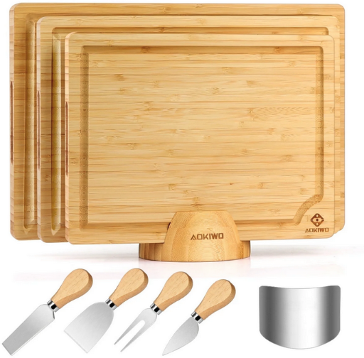 AOKIWO 8-Piece Bamboo Cutting Boards Set