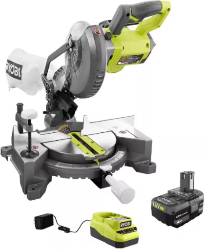 RYOBI 18V ONE+ 7-1/4 in. Cordless Compound Miter Saw with 4.0 Ah Battery and Charger