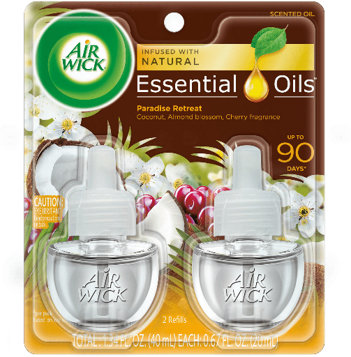 Air Wick Plug-In Scented Oil Air Freshener Warmer Refills, White Gardenia and Plumeria, 2 Count Deal