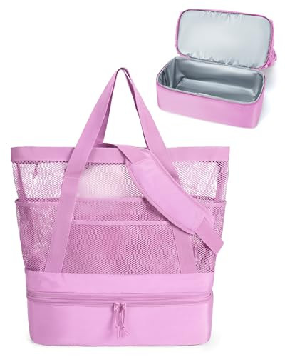 BAGSMART Beach Bag Mesh Tote Bags with Zipper Deal