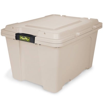Hefty 18gal MAX PRO Stone Base Tote and Lid with Black Latch and Acid Lime Foil