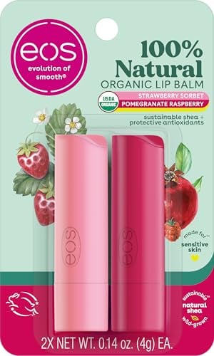 eos 100% Natural Lip Balm Strawberry Sorbet and Pomegranate Raspberry 2-Pack Deal