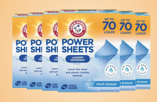Arm & Hammer Power Sheets Laundry Detergent 6-Pack (210 sheets, 420 loads) Deal
