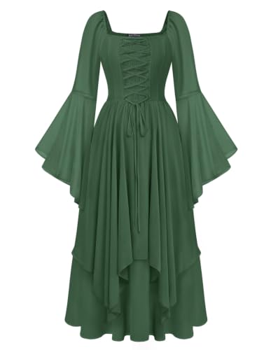 Scarlet Darkness Women's Bell Sleeve Square Neck Renaissance Maxi Dress Deal