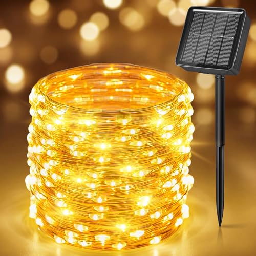33Ft 100 LED Solar Powered String Lights with 8 Modes (Warm White)