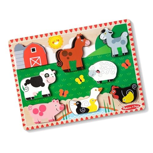 8-Piece Melissa & Doug Chunky Wooden Farm Animal Puzzle