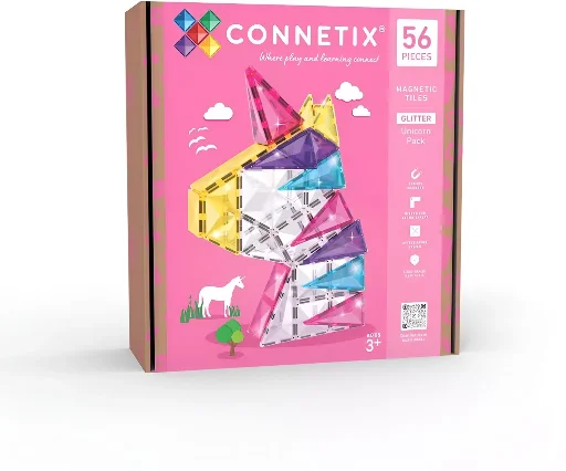 CONNETIX Magnetic Tiles Glitter Unicorn Pack 56-Pc