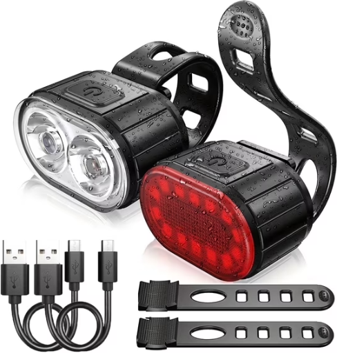 Mapskey Bicycle Lights Mountain Bike Headlight and Taillight, LED USB Rechargeable Deal