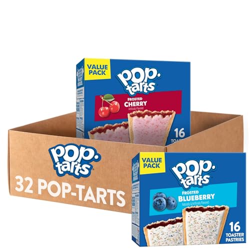 Pop-Tarts Frosted Cherry & Frosted Blueberry Toaster Pastries Variety Pack, 32 Count