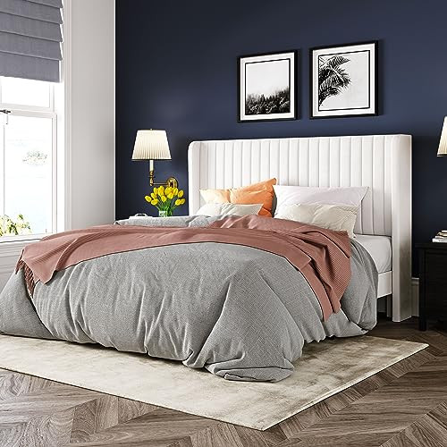 Hoomic Allewie Velvet Upholstered Bed Frame w/ Tufted Wingback Headboard Full