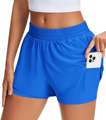 Stelle Women's 2 in 1 Athletic Shorts with Liner Zipper Pockets Deal