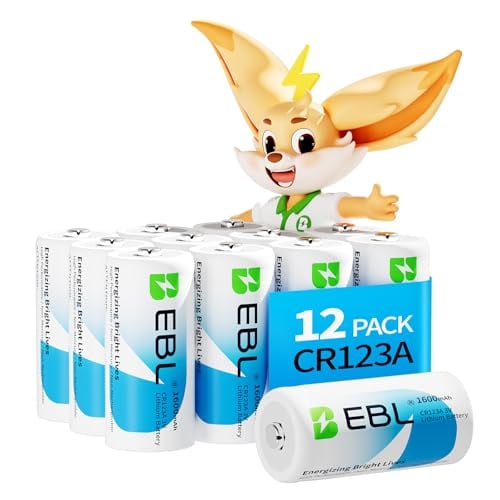 EBL 12 Count CR123A 3V Lithium Battery 1600mAh High Capacity