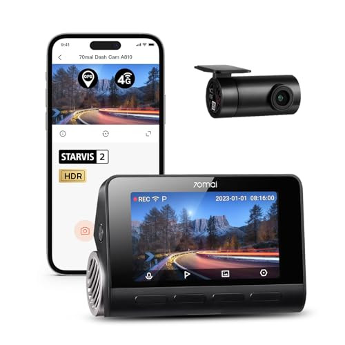 70mai A810 4K Dash Cam Front and Rear with Starvis 2 HDR Night Vision
