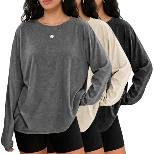 3 Pack Oversized Long Sleeve T Shirts Deal