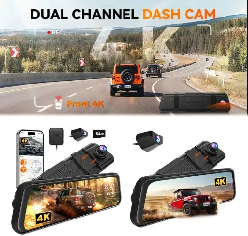 WOLFBOX M40 10" 4K Front & 1080P Rear Dash Cam w/ Built-In GPS Deal