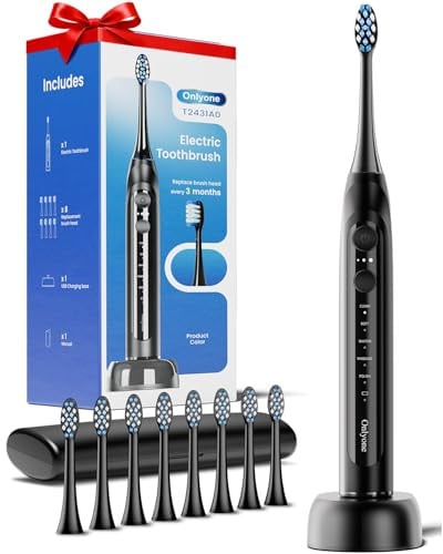 Onlyone Rechargeable Sonic Electric Toothbrush with 8 Replacement Heads Deal