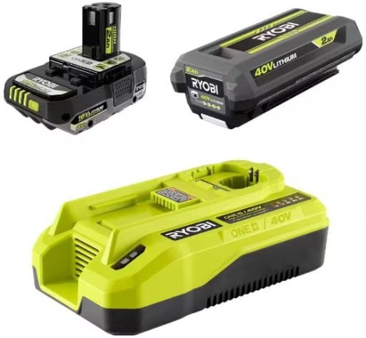 Ryobi ONE+ 18V/40V Starter Kit with (1) 18V 2Ah Battery, (1) 40V 2Ah Battery, and Dual Platform Hyper Charger