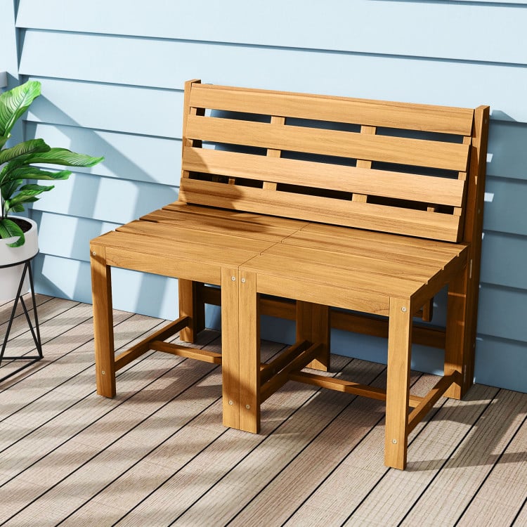 Costway 71" 3-in-1 Outdoor Acacia Wood Loveseat Bench w/ Slatted Seat