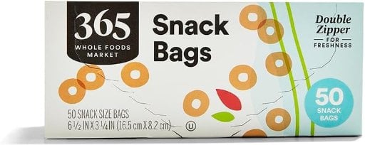 365 by Whole Foods Market Snack Size Double Zipper Storage Bags 50-Count Deal