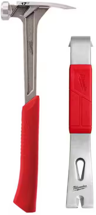 Milwaukee 17 oz. Smooth Face Framing Hammer with 12 in. Pry Bar Deal