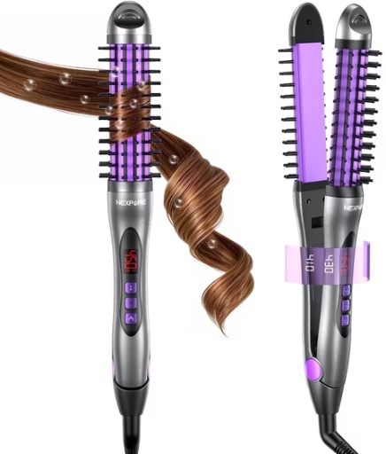 NEXPURE Ionic Curling Iron Brush and Straightener 2 in 1 Deal