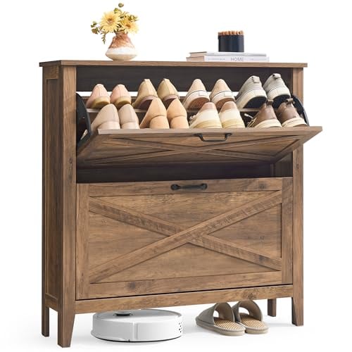 VASAGLE LIRY Shoe Storage Cabinet Organizer with 2 Flip Drawers Deal